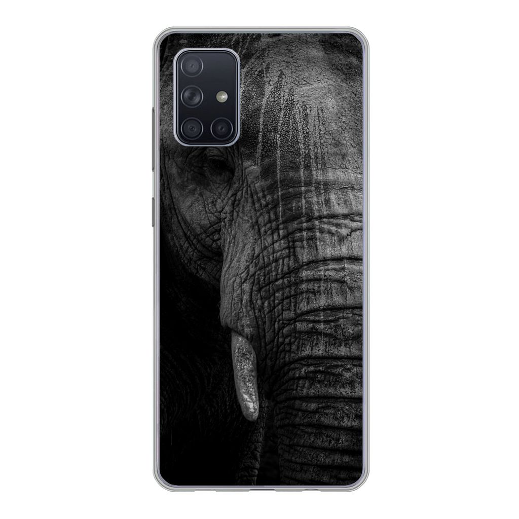 MuchoWow Handyhülle Schutzhülle Hülle für Samsung Galaxy A51 Elefant - Tier - Porträt Silikon Softcase Handy Hülle - Schutzabdeckung