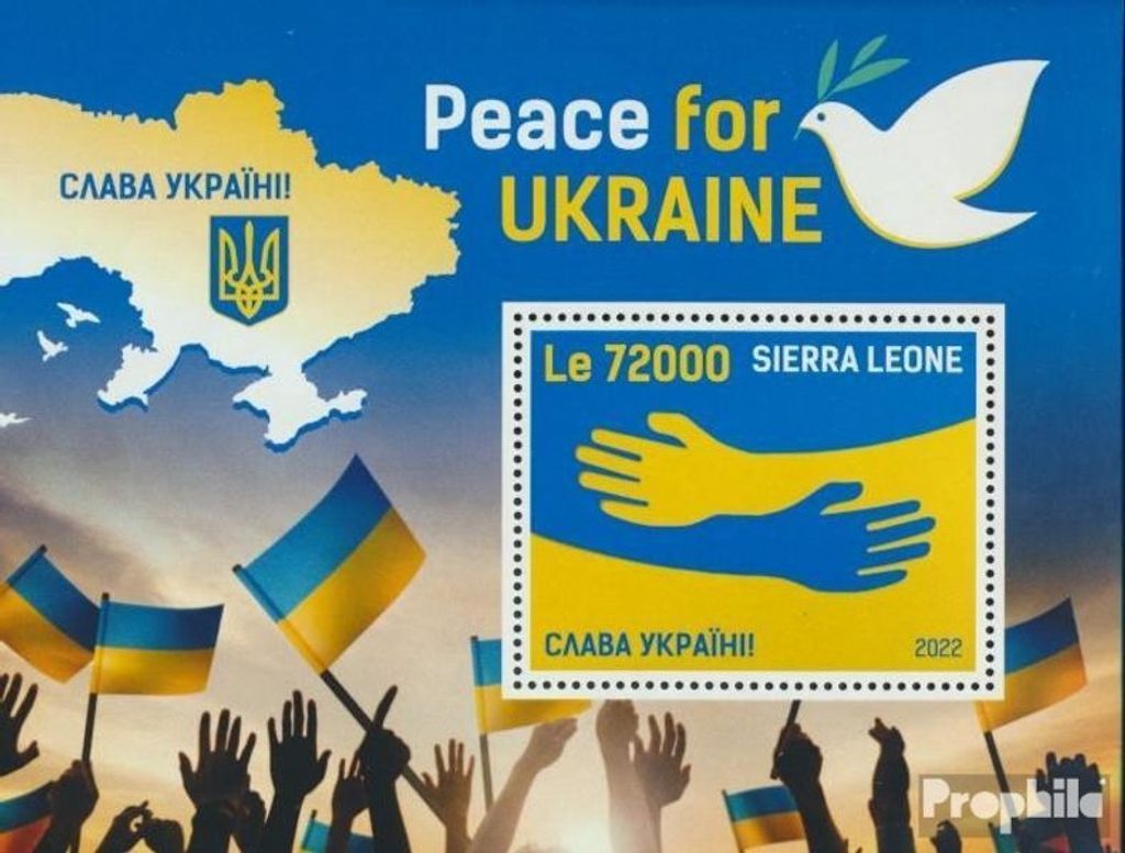 Briefmarken Sierra Leone 2022 Mi Block NEU7 Ukraine postfrisch Frieden für Ukraine