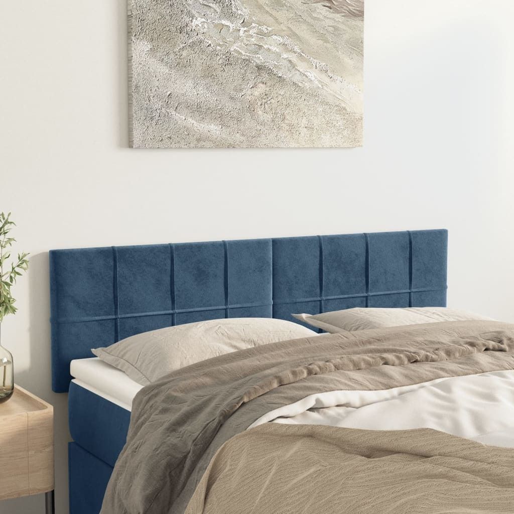 "Rabatt" Bettkopfteil modern - Kopfteil für Bette 2 Stk. - Dunkelblau 72x5x78/88 cm Samt - Kopfteile CC15572