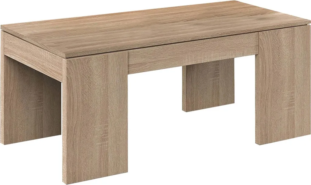 Dmora Almo Tavolino da Salotto 43x100x50 cm Rovere Piano Elevabile