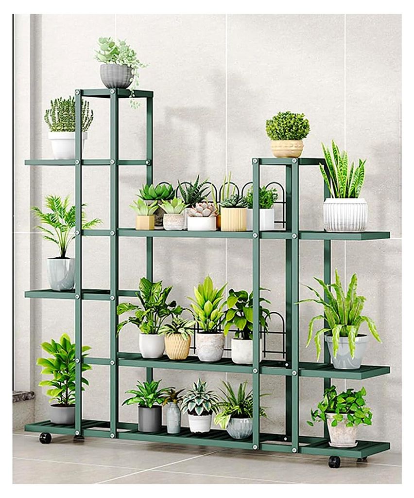 Pflanzenständer aus Metall für den Innenbereich, Regal für mehrere Pflanzgefäße, Schmiedeeisen, Blumentopfhalter für Terrasse, Garten, Balkon...