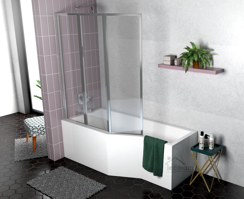 ECOLAM Duschbadewanne Set Badewanne + Glasabtrennung Produktbild 