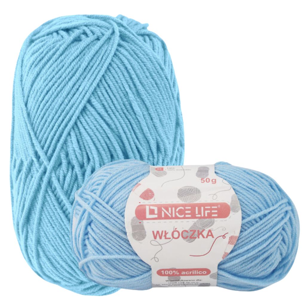 Bastelmaterial, Wolle, Handarbeitsgarn HELLBLAU Nice Life, 100%.Polyacryl, 50g Strang
