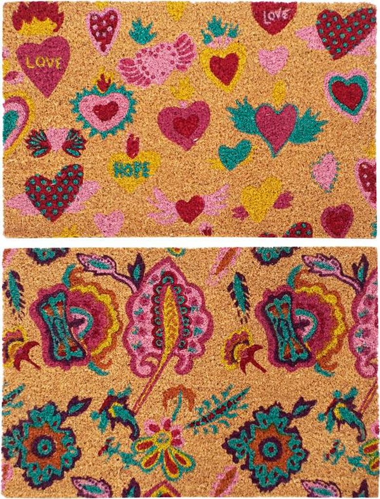 Fußmatte DKD Home Decor Gummi Bunt 2 Stück Kokosnuss Faser (60 x 40 x 1,5 cm)