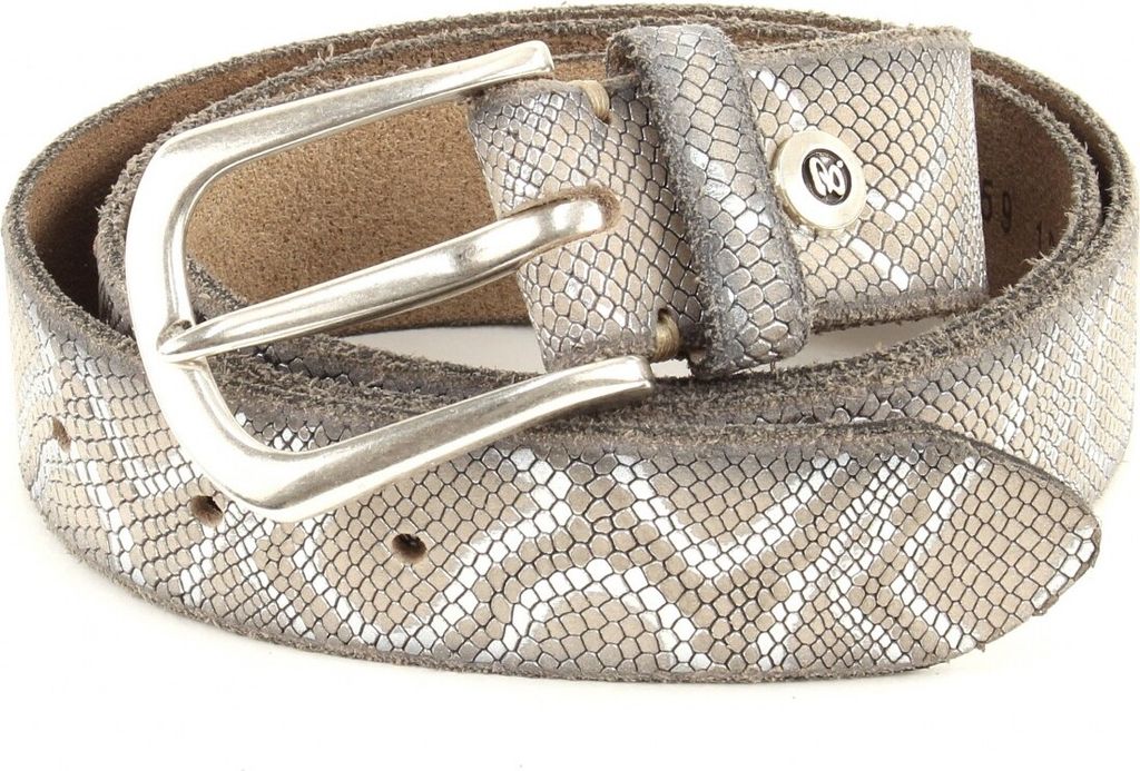 b.belt Ledergürtel Animal W100 Vanille+Silbermetallic