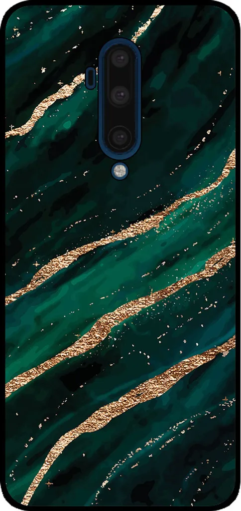 Smartphonica Custodia per OnePlus 7T Pro con stampa in marmo - Custodia posteriore in TPU con design in marmo - Verde Oro