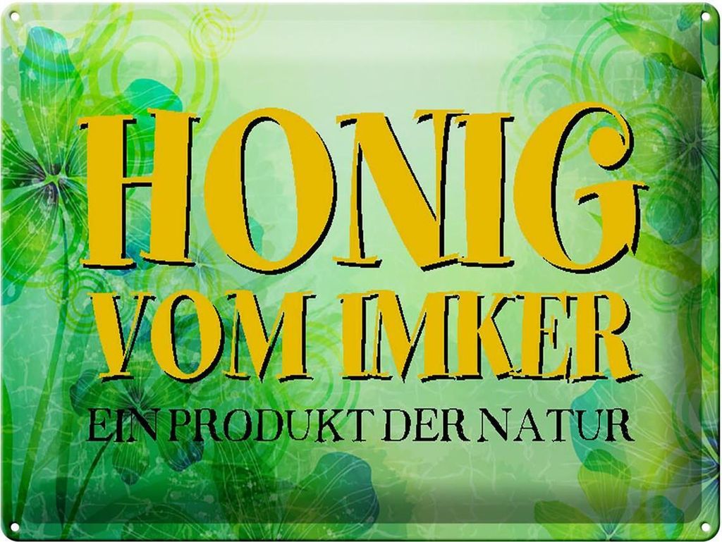 Blechschild Honig Imker Produkt der Natur, 40 x 30 cm, Blechschilder Bienen Tier Wiese