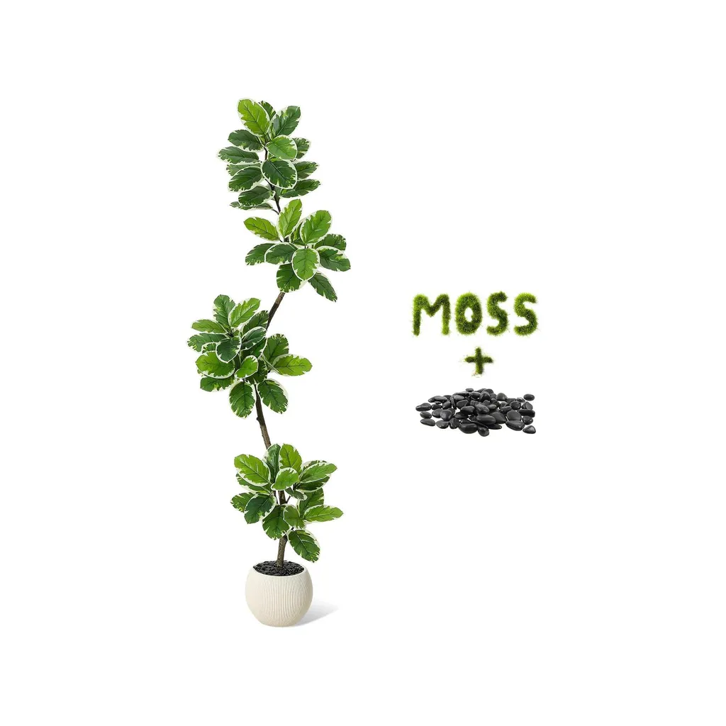 Arbre artificiel 180cm avec jardinière sphérique et mousse décorative