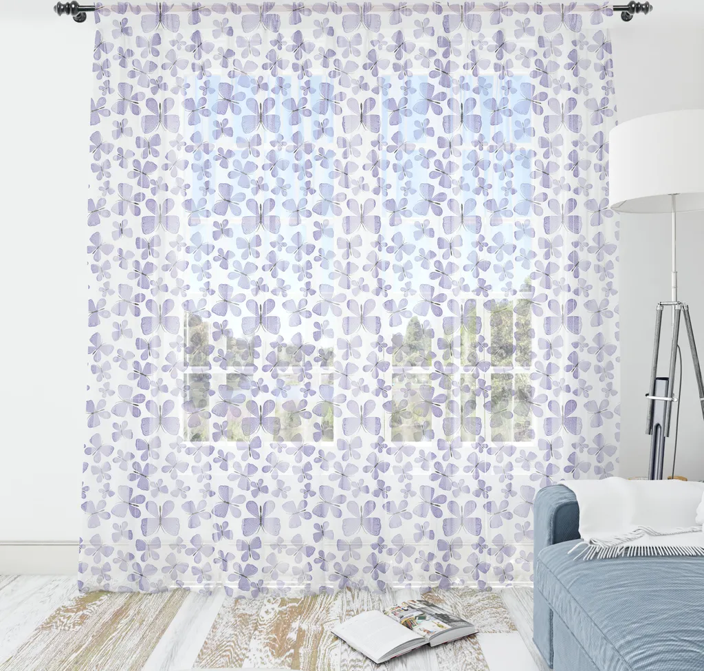 ABAKUHAUS Arazzo a farfalla, Motivo continuo di insetti alati delicati astratti monocromatici, Arazzo in raso setoso per soggiorno e camera da letto, 274 cm x 274 cm, Grigio scuro Lavanda Blu