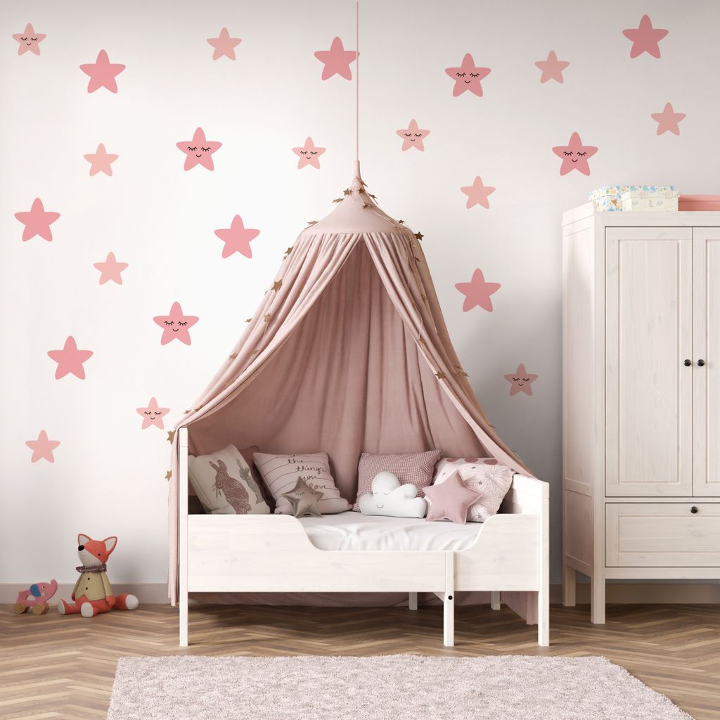 Muralo Aufkleber Wandtattoo für Kinderzimmer rosa schlafende STERNE Wandsticker Br. 120cm x Hö. 60cm