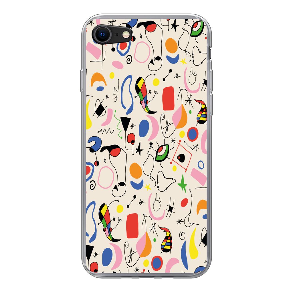 MuchoWow Handyhülle Schutzhülle Hülle für iPhone SE 2022 Muster - Abstrakt - Kunst Silikon Softcase Handy Hülle - Schutzhülle