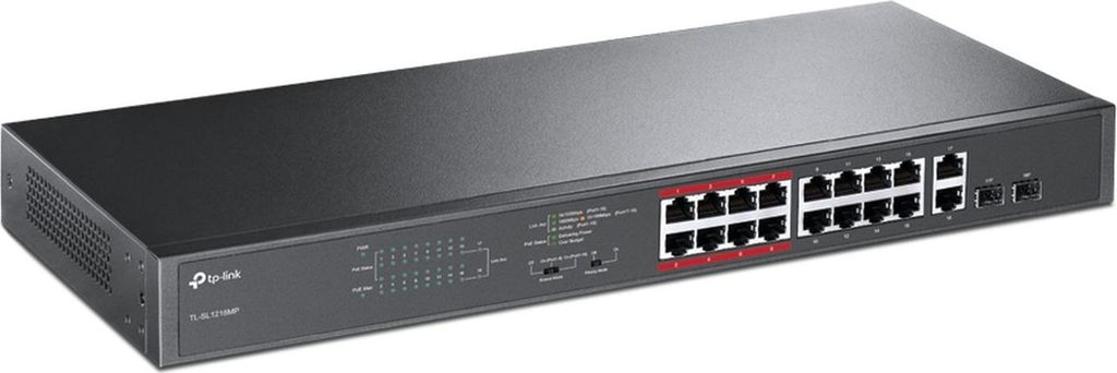 TP-Link TL-SL1218MP 16-Port 10/100Mbps PoE+ Switch