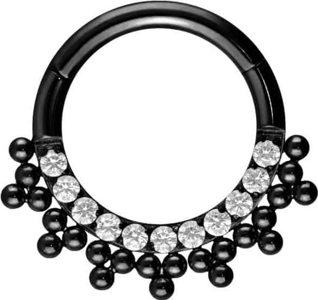 Ohrpiercing, Nasenpiercing, Septum Piercing Titan Segmentring Clicker EINGEFASSTE KRISTALLE + KUGELN