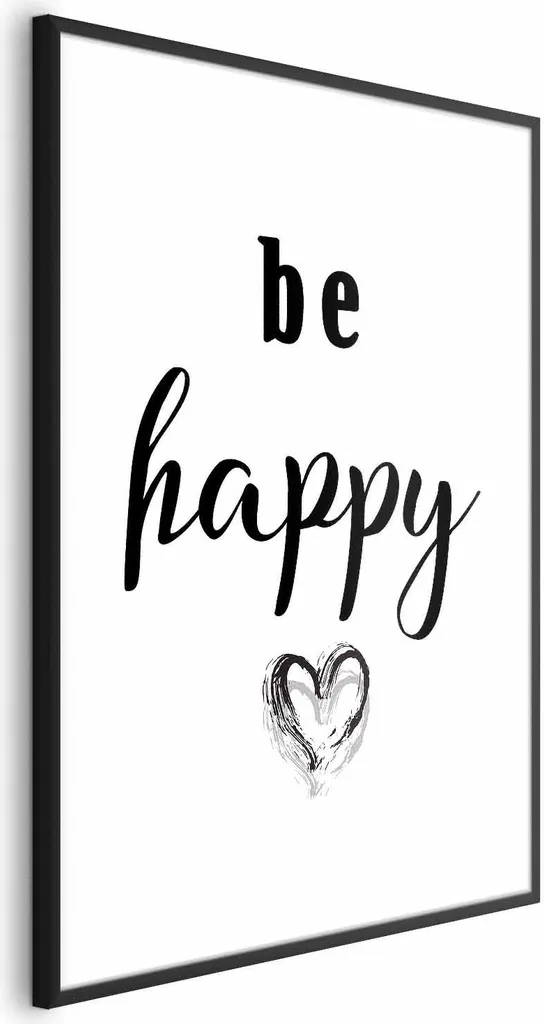 Poster Be happy 60x90 cm con cornice nera senza bordo