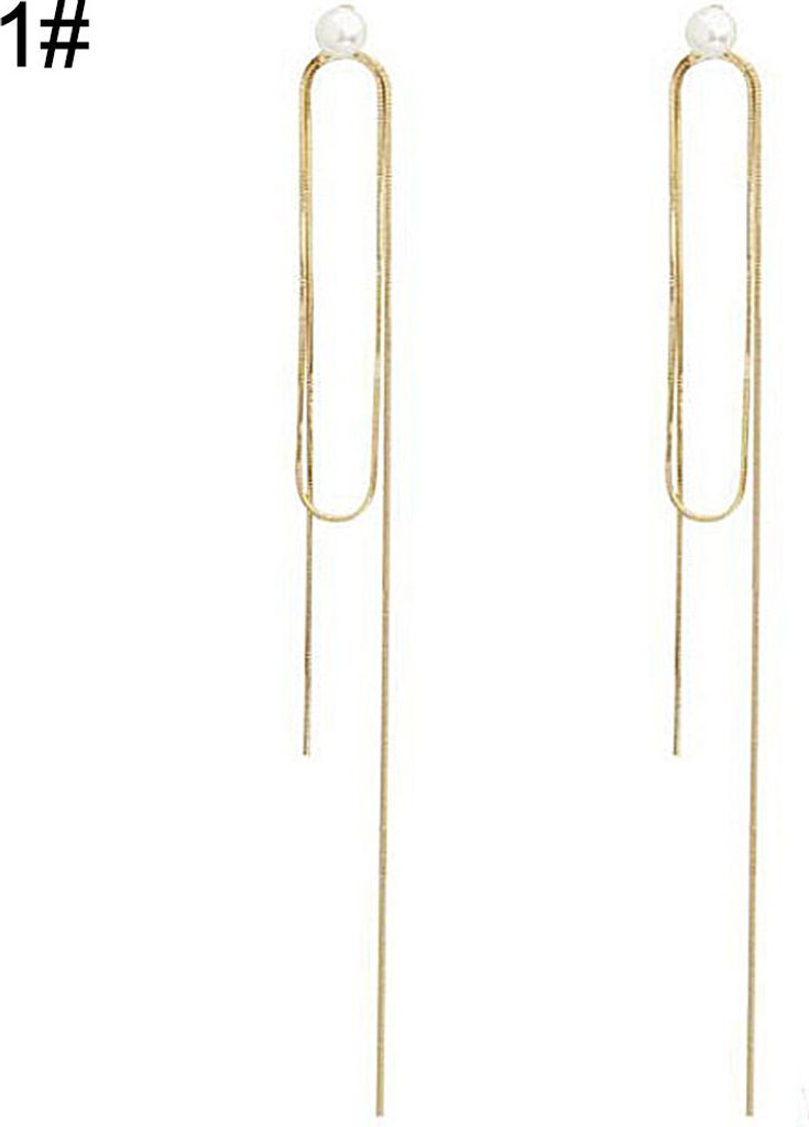 Frauen Strass Faux Perle Welligkeit Quaste Lange Tropfen Ohrringe Statement Schmuck-1#