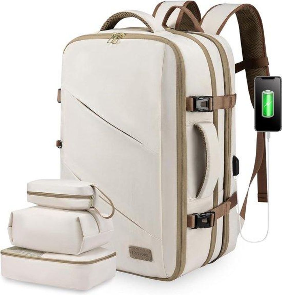 Reise-Rucksack 17 Zoll Beige Kaki Laptop-Rucksack