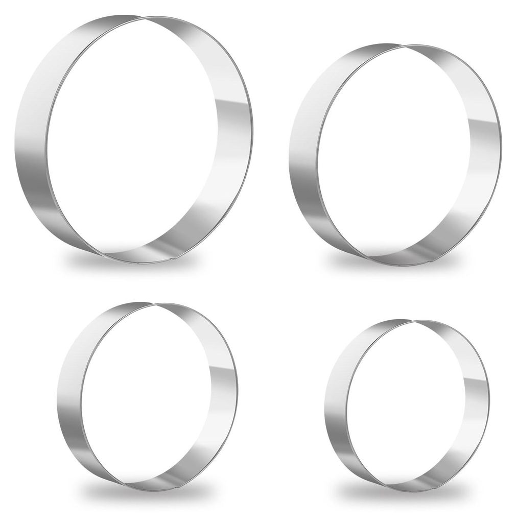 Runde Ausstechformen, 4 Stück. Runde Ausstechformen in 4 Größen. Runde Ausstechformen aus Edelstahl für Gebäck, Fondant, Kuchen, Backzubehör ...