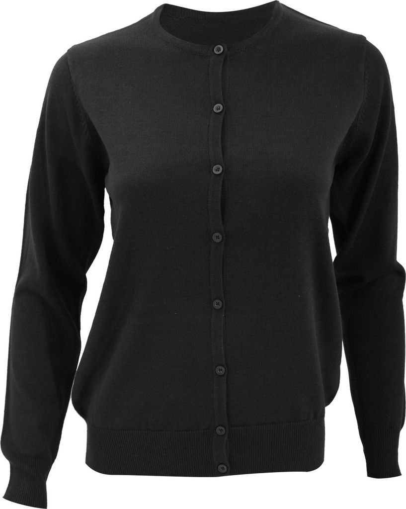 Kustom Kit Damen Strickjacke mit Rundhalsausschnitt FK435 (34) (Schwarz)