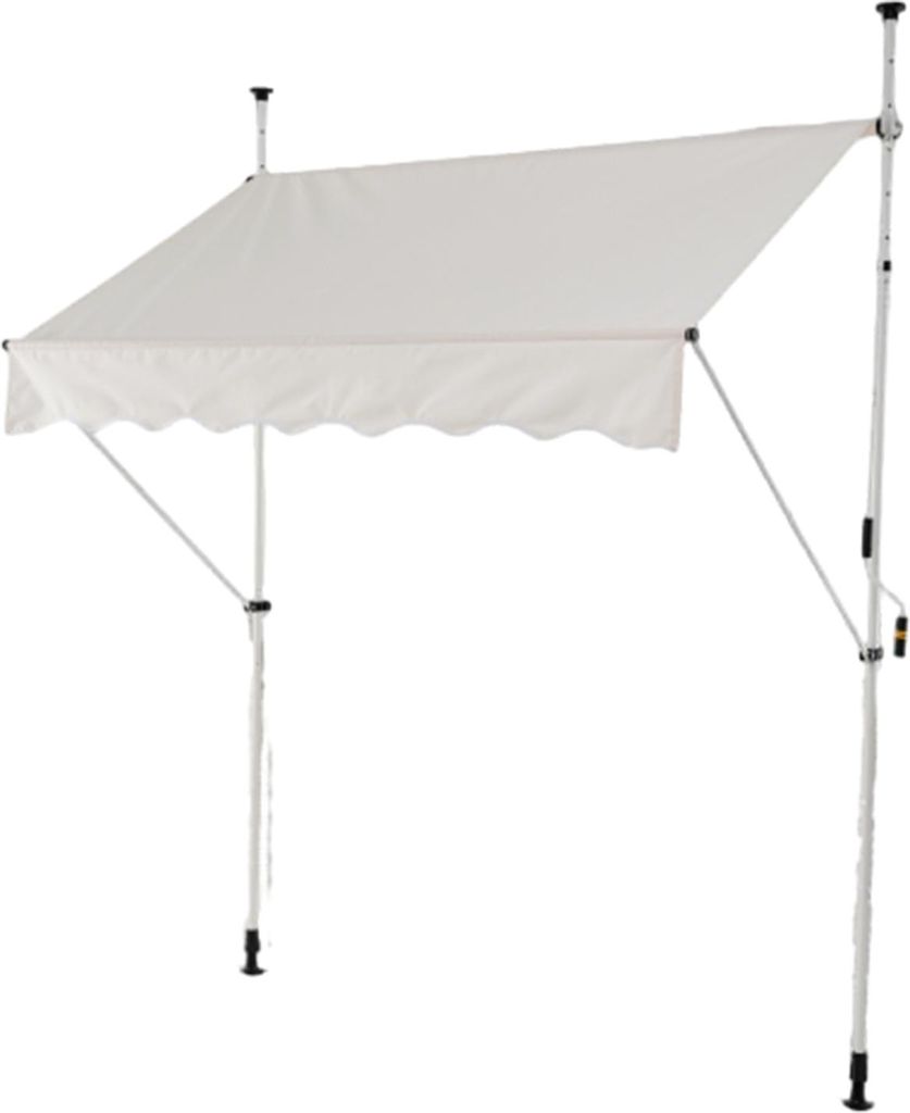 GOPLUS Klemmmarkise, Markise Balkon ohne Bohren, Markise mit Handkurbel, höhenverstellbar, UV-beständig & wasserabweisend (Weiß,300 cm)