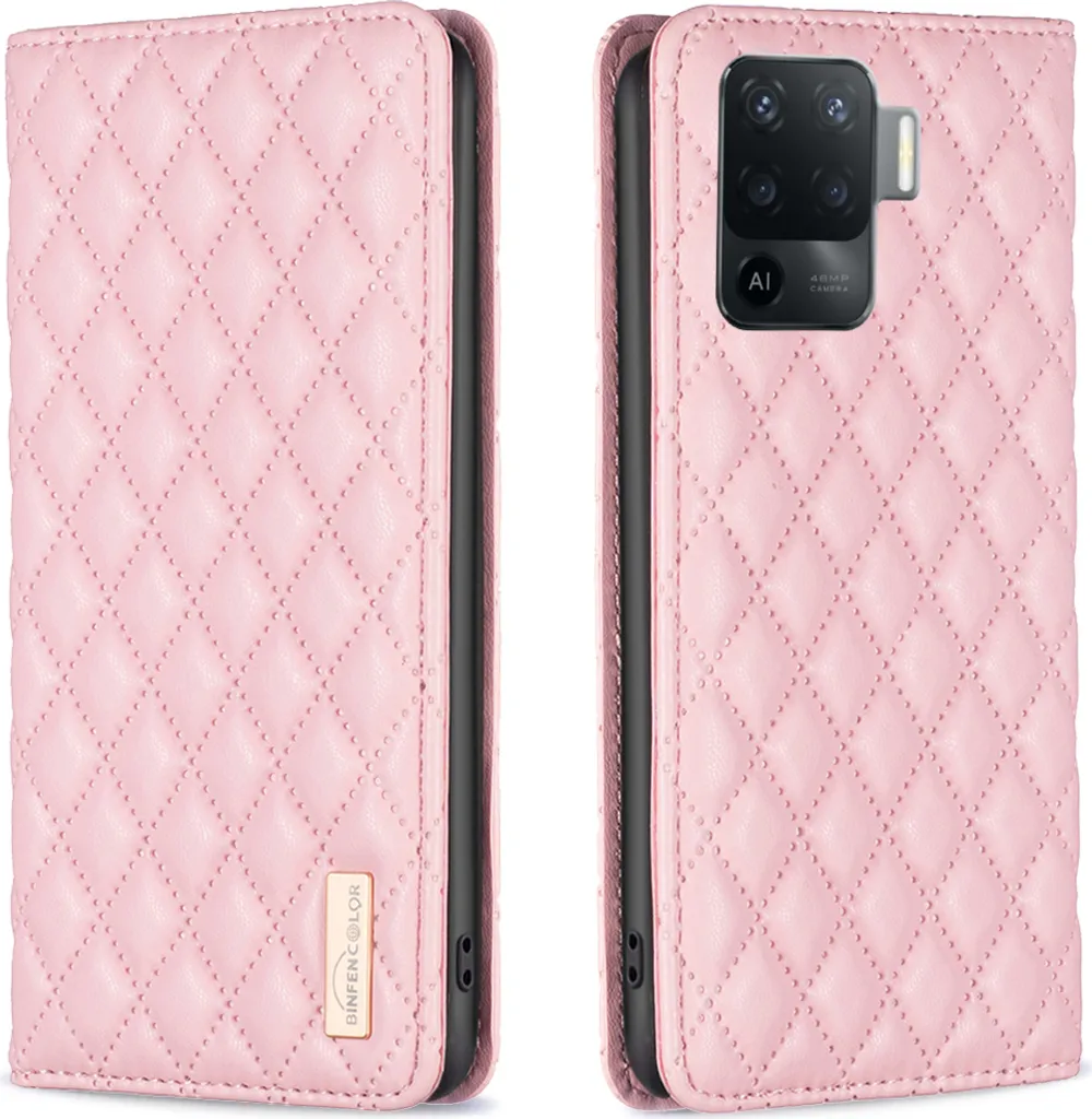 Cover Rosa per OPPO A94 4G | Custodia Sicura con Porta Carte e Stand