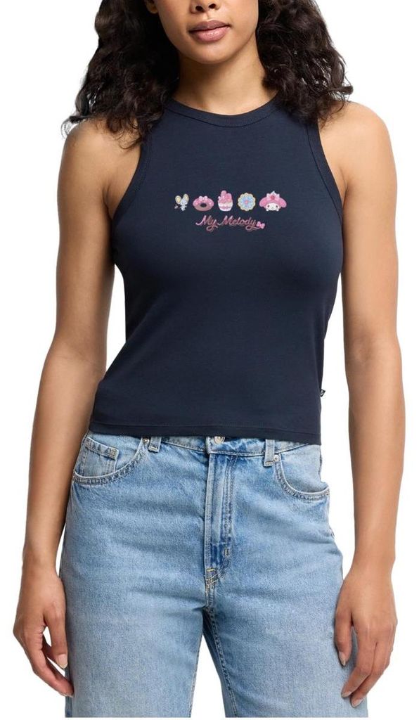 Spreadshirt My Melody Mit Flat Und Gebäckstücken Cropped Frauen Organic Tank Top, XXL, Navy