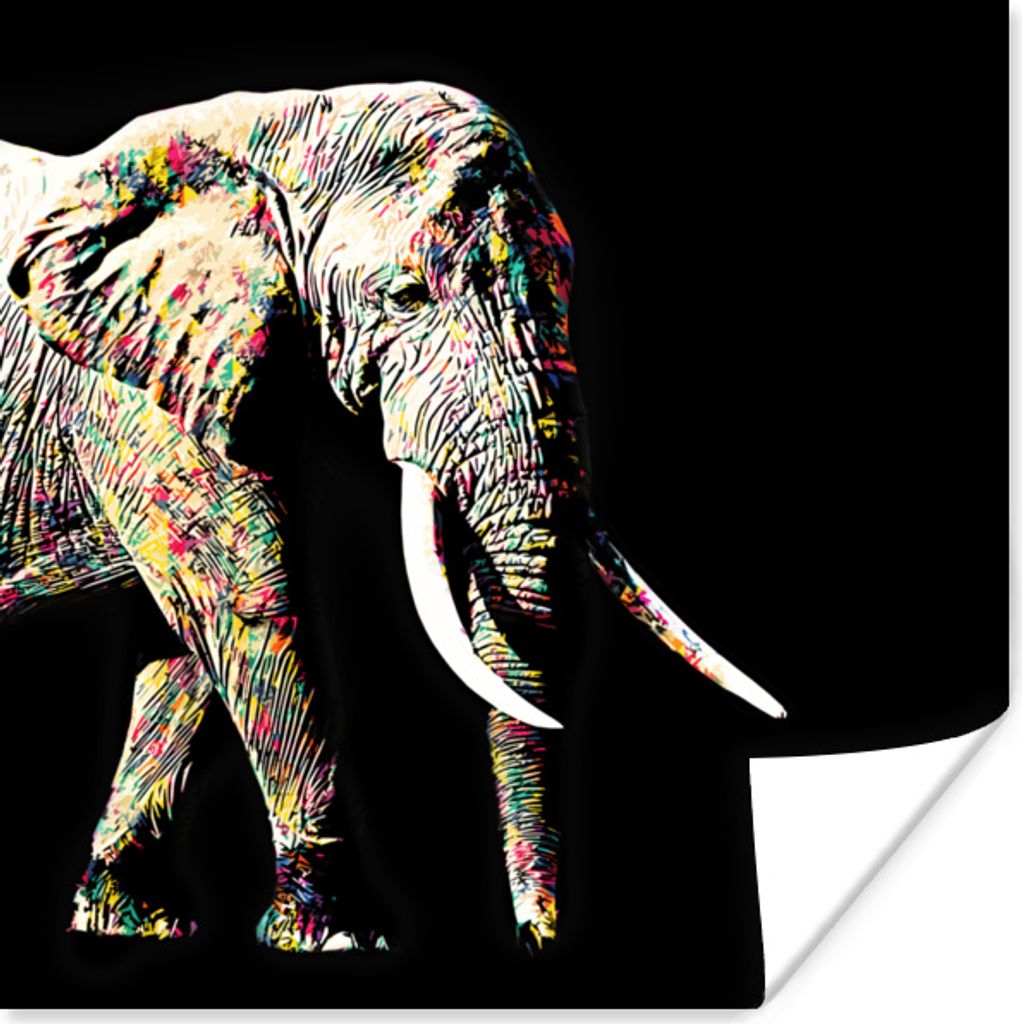 MuchoWow Poster Elefant - Tiere - Farben 50x50 cm - Wohnzimmerdekoration
