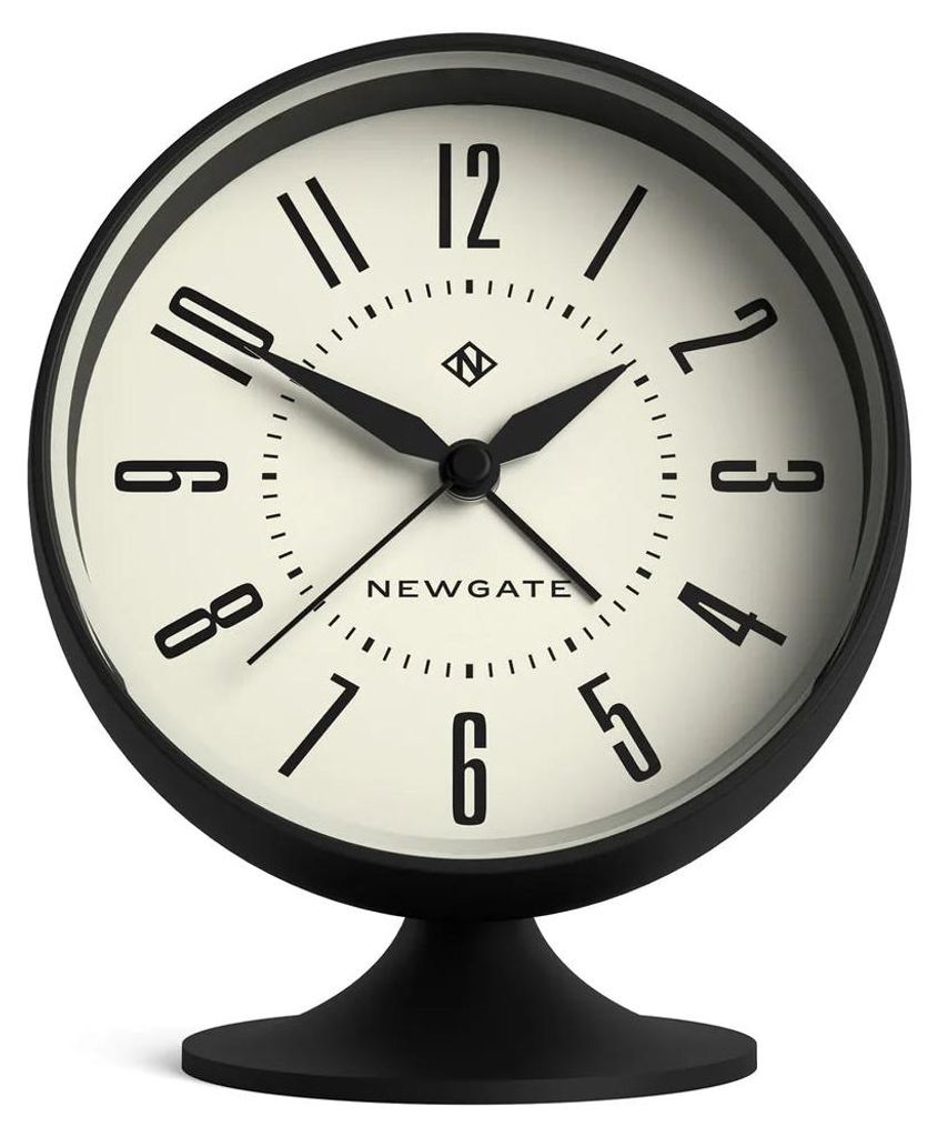 Newgate Spheric Wecker Schwarz, kugelförmig, matt gummiert, 1970er Jahre Stil, digitaler Alarm