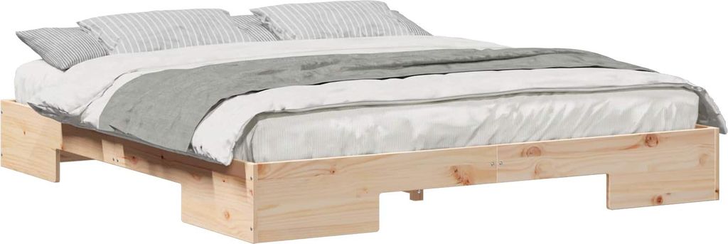 "SALE 2026" Bodenbettgestell Braun 200x200cm Massivholz Kiefer - Klassische Betten DEMöbel290589