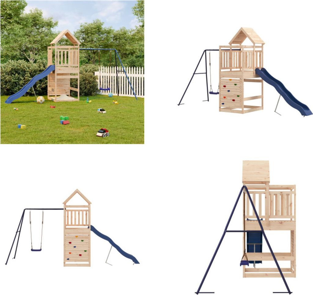 vidaXL Spielturm Massivholz Kiefer - Spielplatz - Spielplätze - Garten Spielplatz - Outdoor Spielplatz