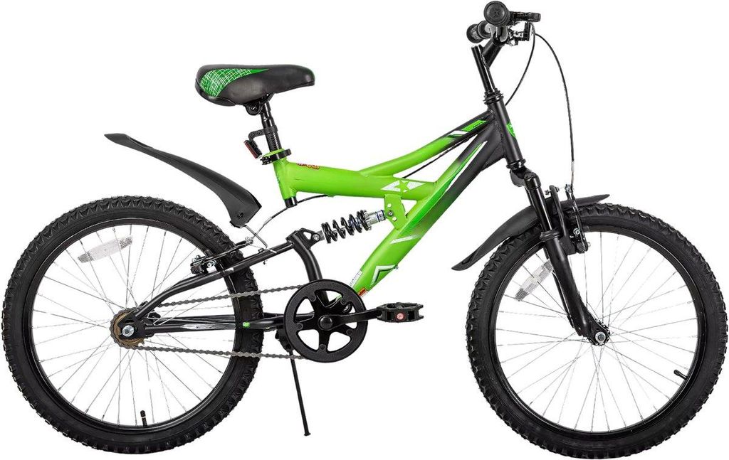 Kinder-Mountainbike 20 Zoll (51 cm) – Fully Suspension, Stahlrahmen, für Kinder 7–12 Jahre – Grün