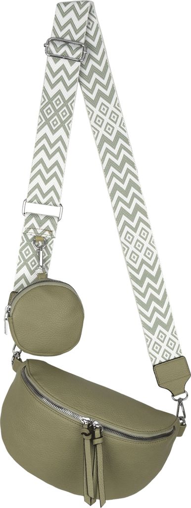 Bauchtasche Umhängetasche Kunstleder Crossbody-Bag Italy-Design GREEN (YB-5566)