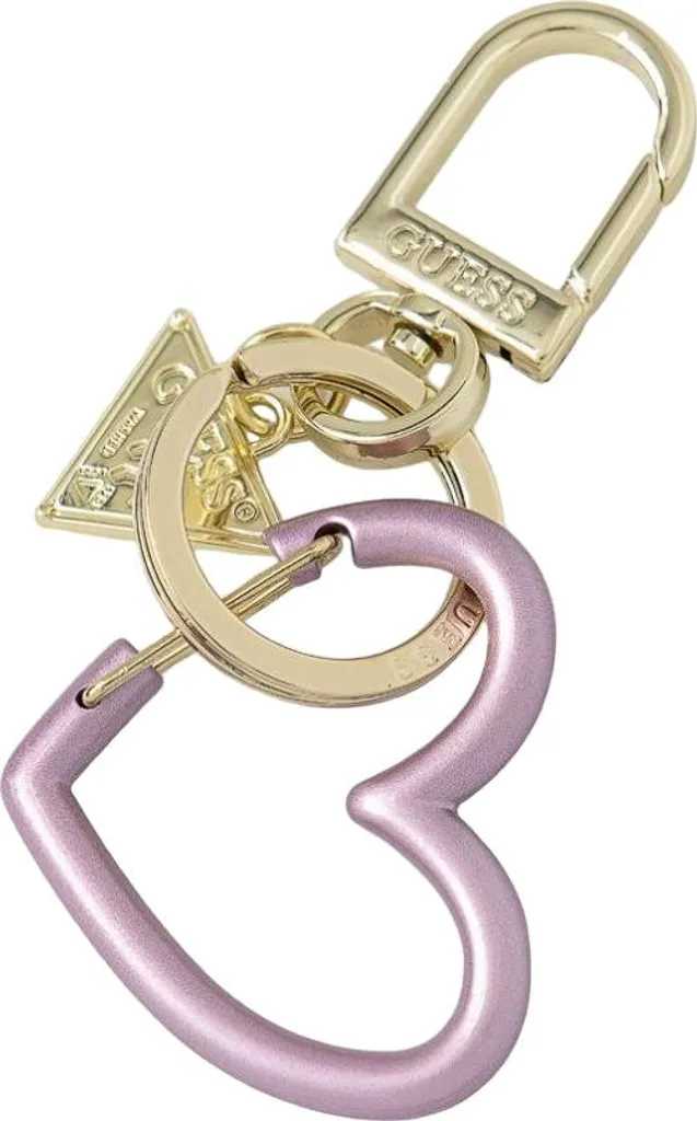 Guess Porte-clés Cœur en Métal Violet RW7424 - Accessoire de Luxe Chic