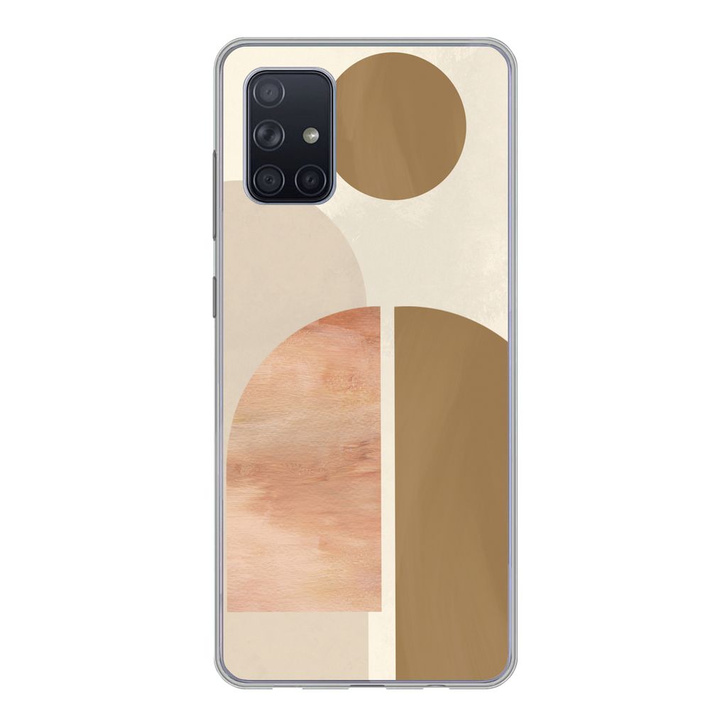 MuchoWow Handyhülle Schutzhülle Hülle für Samsung Galaxy A51 Rosa - Braun - Design Silikon Softcase Handy Hülle - Schutzabdeckung