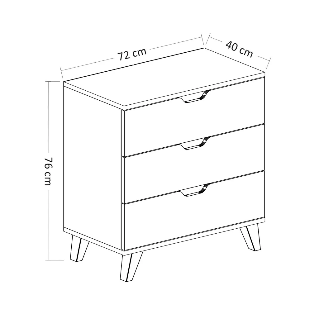 Commode de chambre blanche Valencia 3 rangement compact pour habits - 6