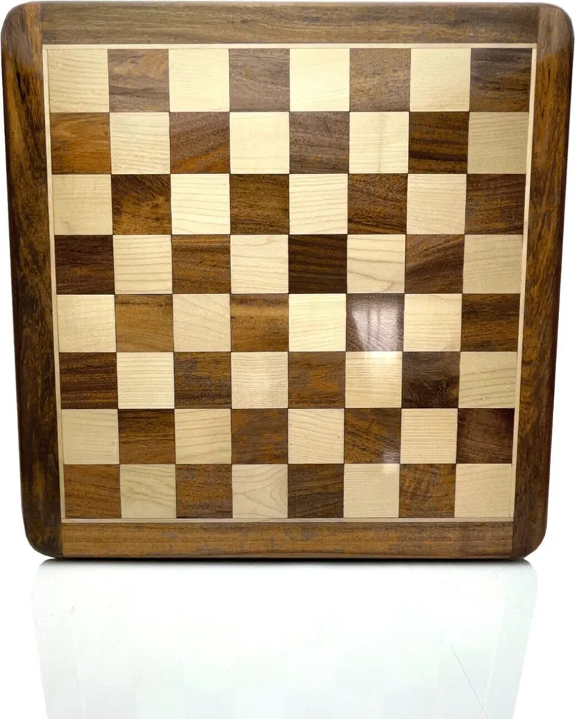 Jeu d'Échecs Décoratif en Bois d'Acacia - Plateau Rond 16'' pour Salon Chic