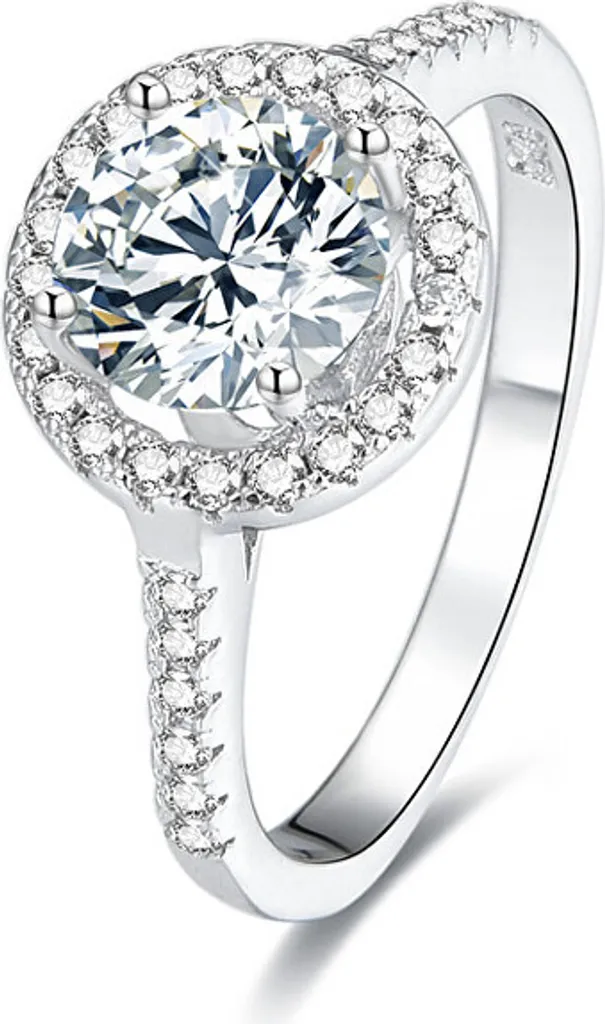 Bague en argent véritable sertie de cristaux éclatants AGG193, 56mm