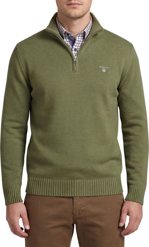 Gant Pullover grün einfarbig normale Passform Baumwolle