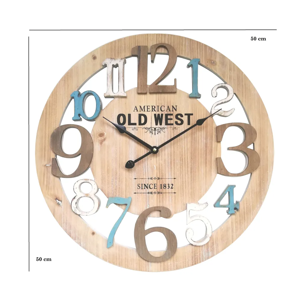 Orologio Grande da Parete 50cm Rebecca Mobili - Legno Bianco e Blu