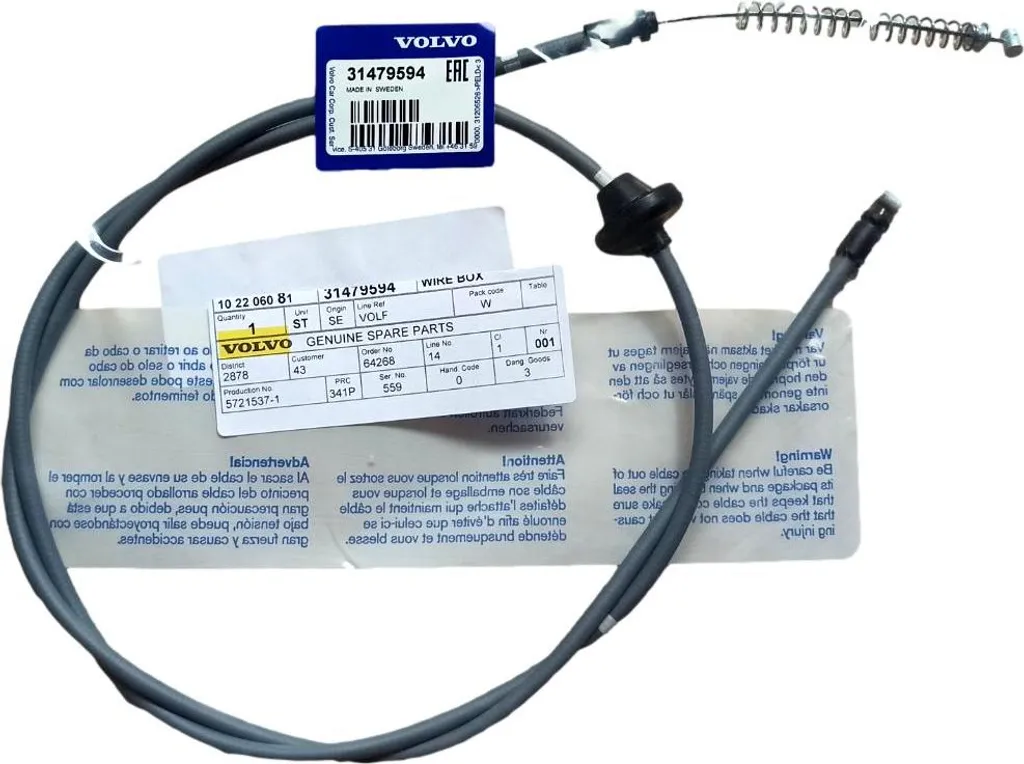 Tirette d'ouverture capot moteur Volvo XC60 XC90 II OE 31298651