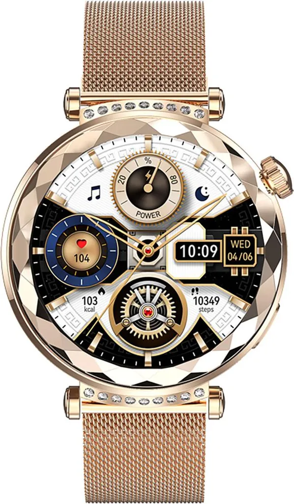 Montre Connectée de Luxe pour Femme Avizar Crystal Or et Santé