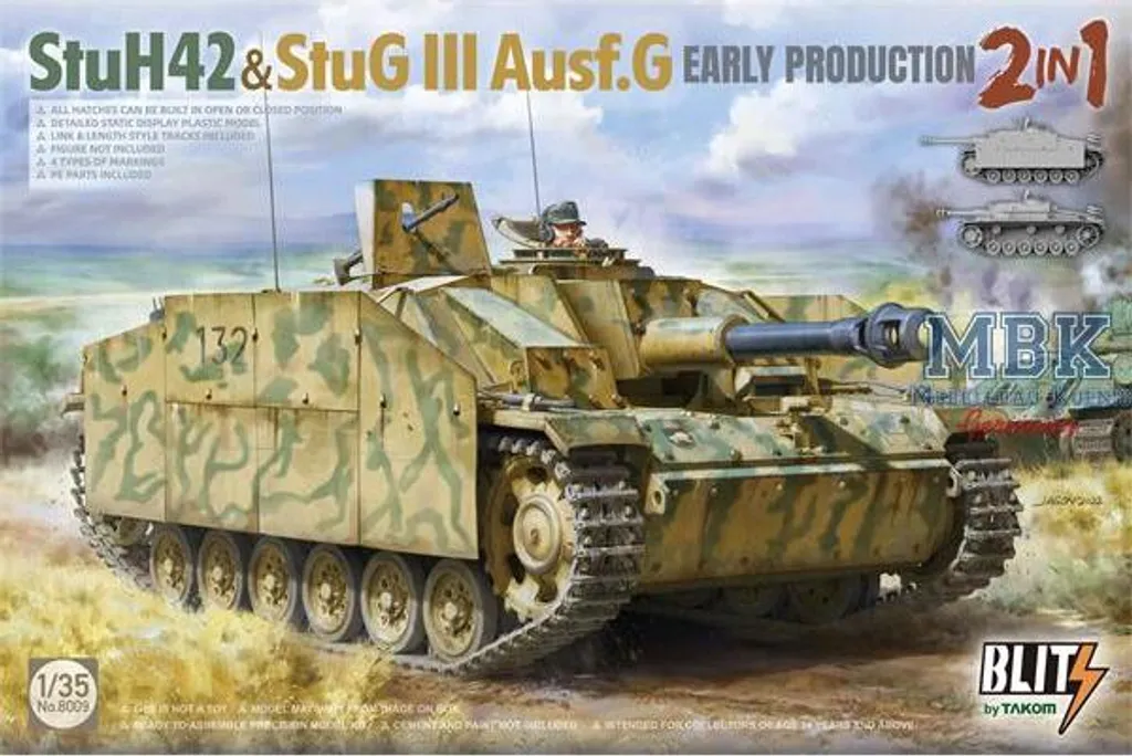 Maquette StuG III Ausf G Takom 2 en 1 à l'échelle 1/35 pour modéliste