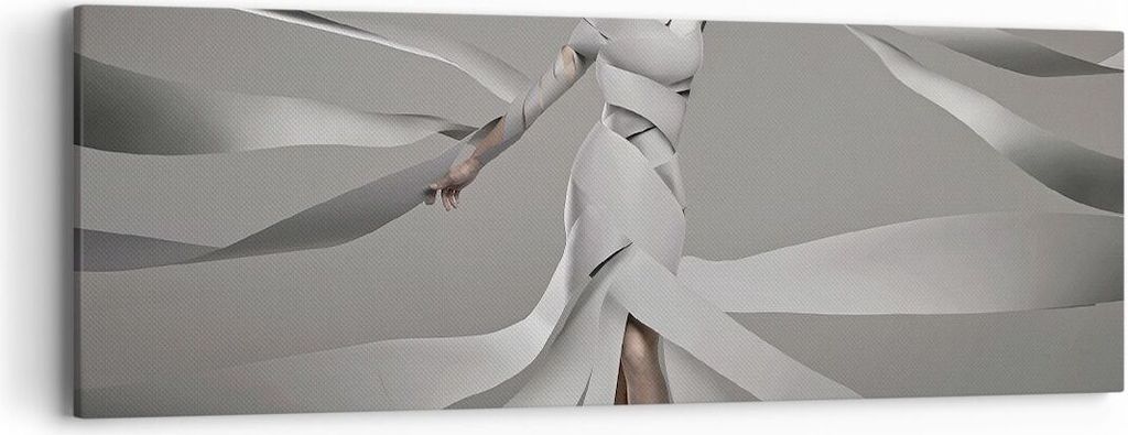 Bild auf Leinwand - Leinwandbild - Frau Modell Streifen Emotionen - 90x30cm - Wand Bild - Wanddeko - Leinwanddruck - Bilder - Kunstdruck - Wanddeko...