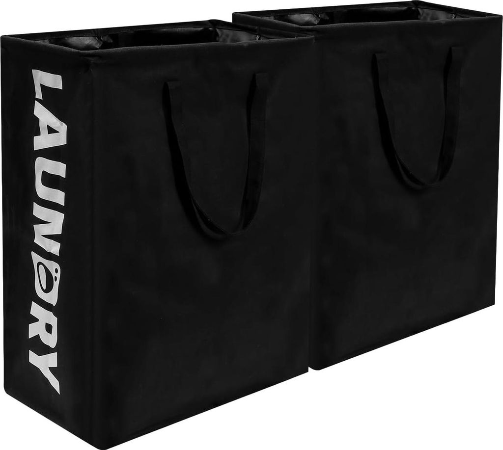 Faltbarer Wäschekorb Set von 2 75 Liter - Schmaler Wäschekollektor für Badezimmer Wohnzimmer 60 x 40 x 34 cm