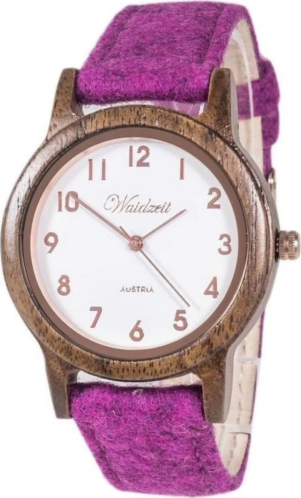 Waidzeit SA03-18LOPI Montre Femme en Bois de Noyer et Loden Rose