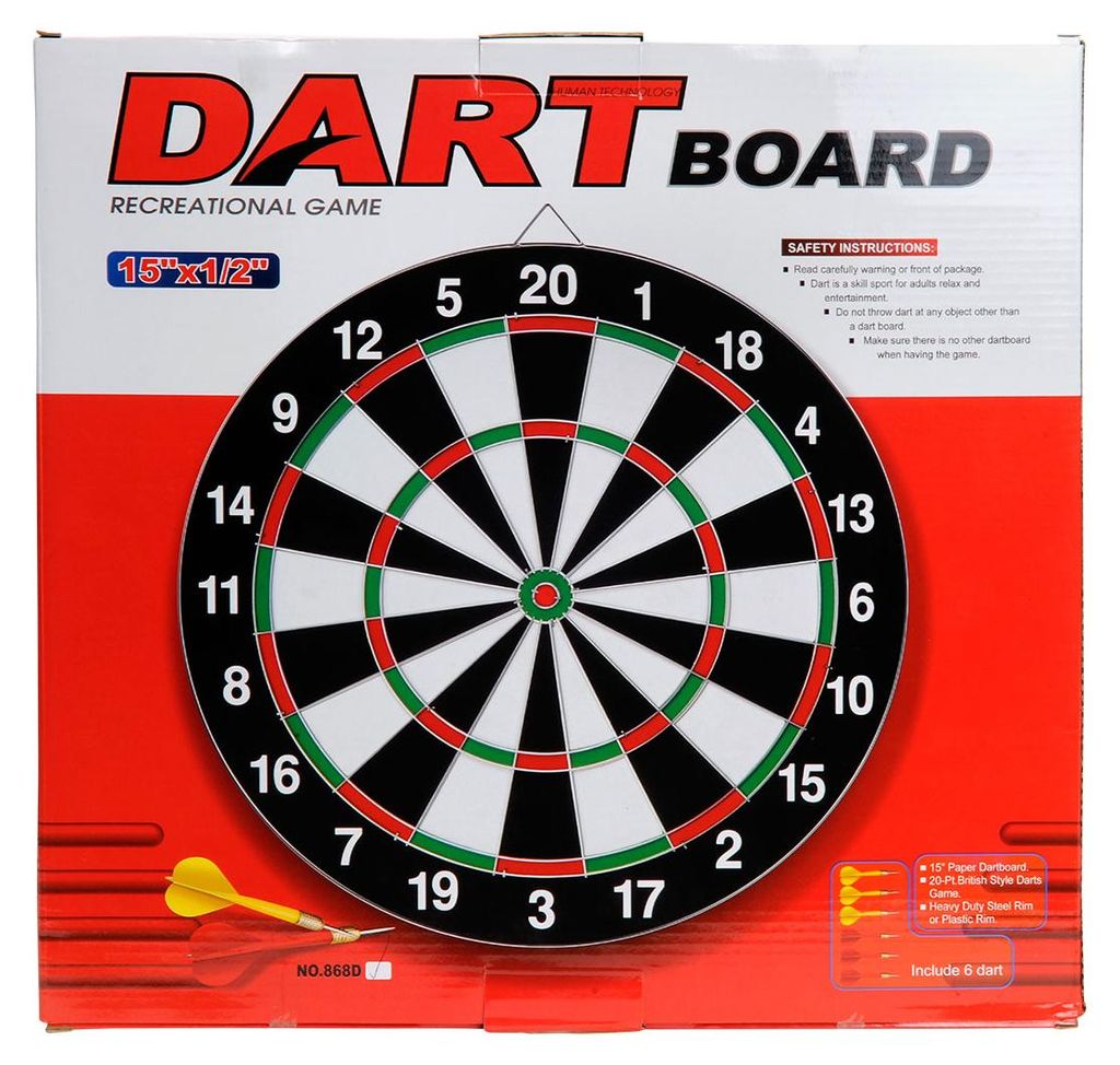 Dartboard klassisches Spiel für Kinder und Erwachsene mehrfarbig Karton