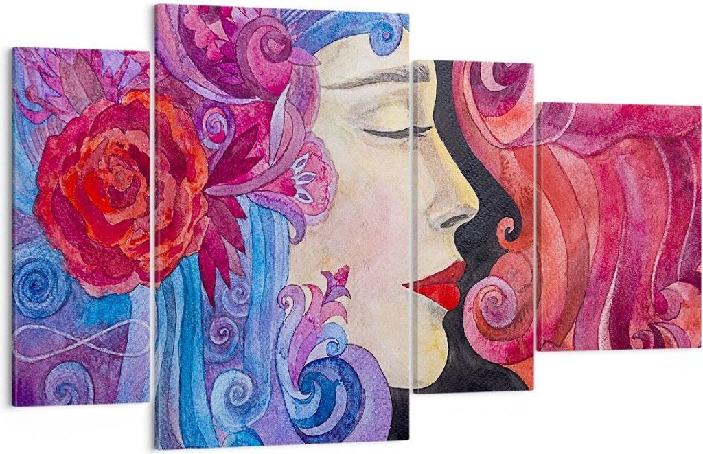 Bild auf Leinwand - Leinwandbild - Frau Abstraktion - 120x70cm - Wand Bild - Wanddeko - Wandbilder - Leinwanddruck - Bilder - Kunstdruck - Wanddeko...