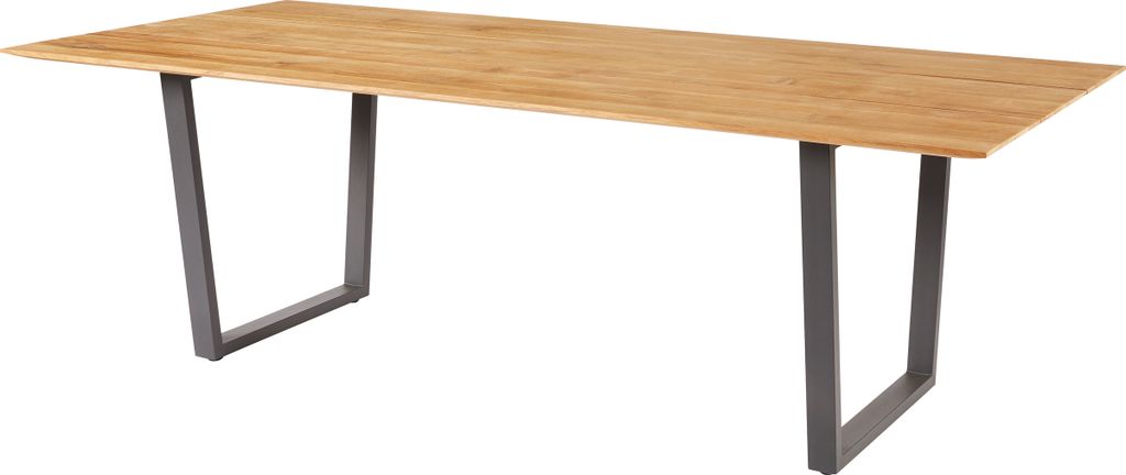 Diamond Garden Kufentisch OXFORD 220 x 100 cm, Edelstahl Dunkelgrau / Recycled Teak