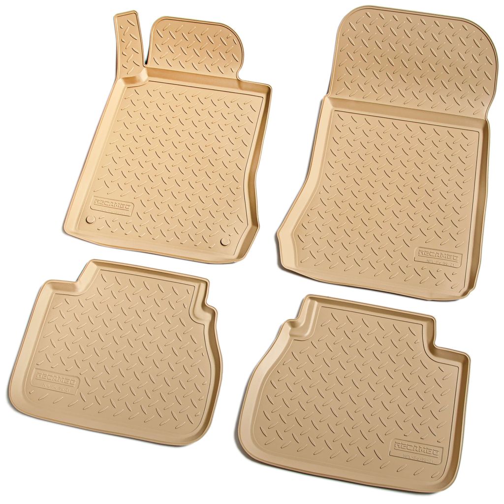 Gummi Fussmatten für MERCEDES E-Klasse | W210 | S210 | 1995-2002 | beige + Rand