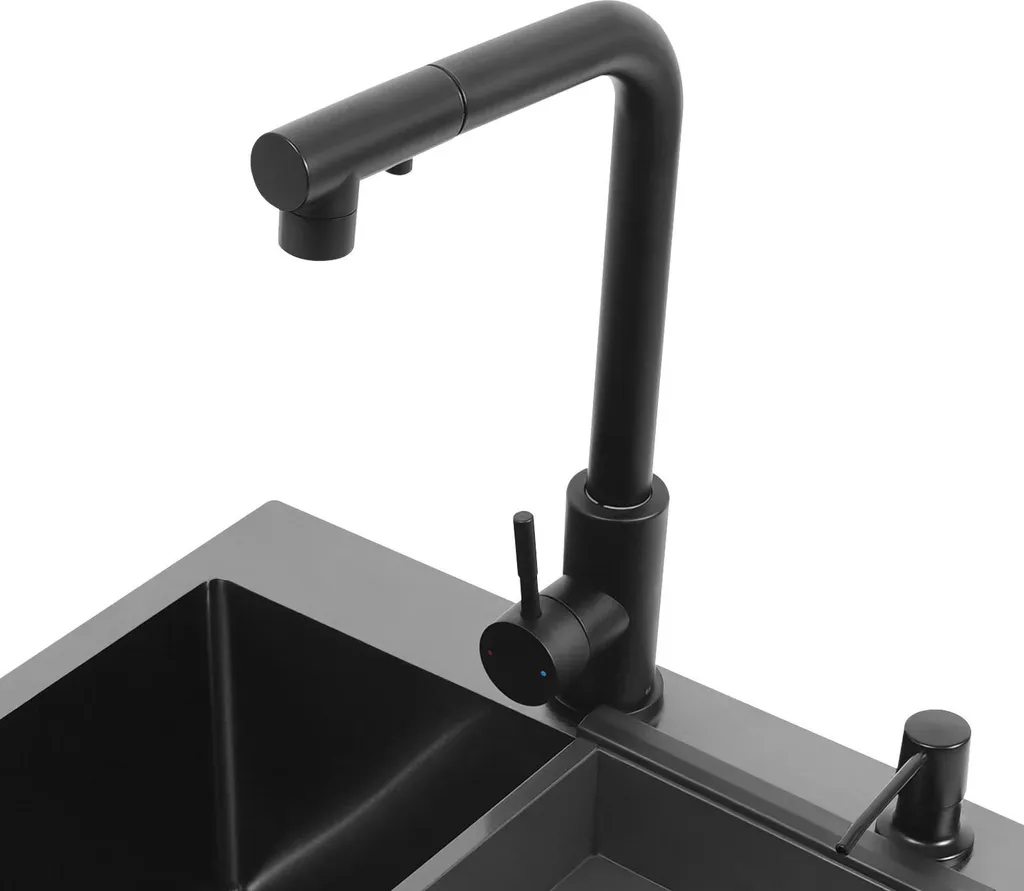 Évier 45x45 cm anti-éclaboussures avec douchette 60 cm pour grand bac