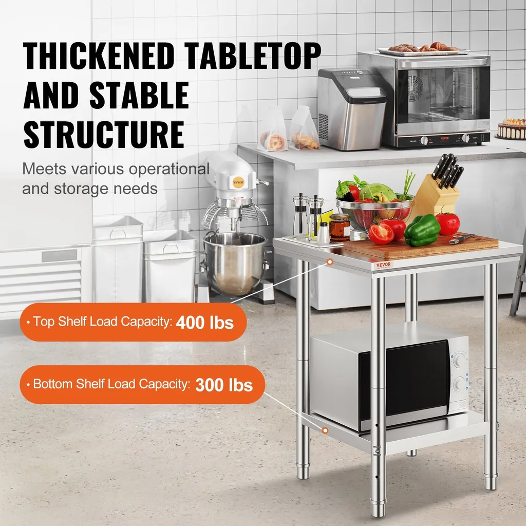 Tavolo Acciaio Inox 60x60 - Banco da Lavoro Economico e Robusto - 3
